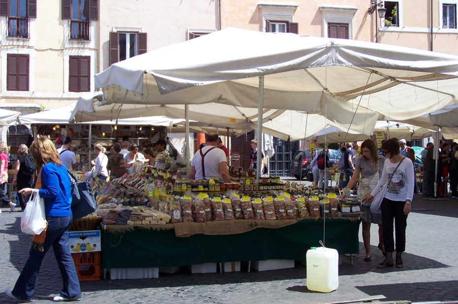 Produits frais, pâtes au Campo dei Fiori