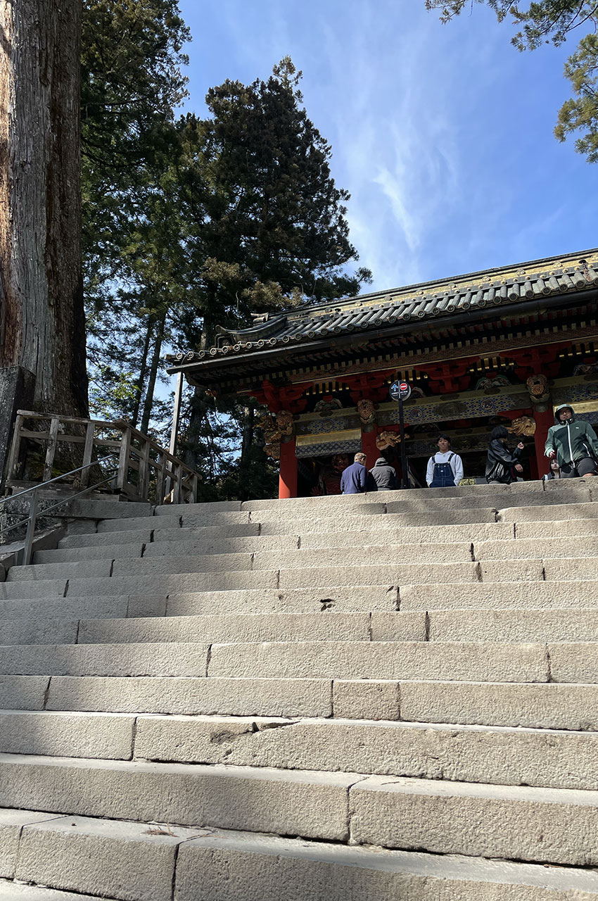 Escalier menant au sanctuaire Toshogu, niché dans la montagne