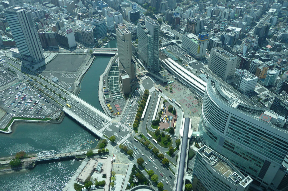 Vue sur Yokohama du haut de la Landmark Tower
