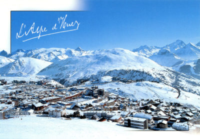 Vue sur la station de l'Alpe d'Huez en hiver