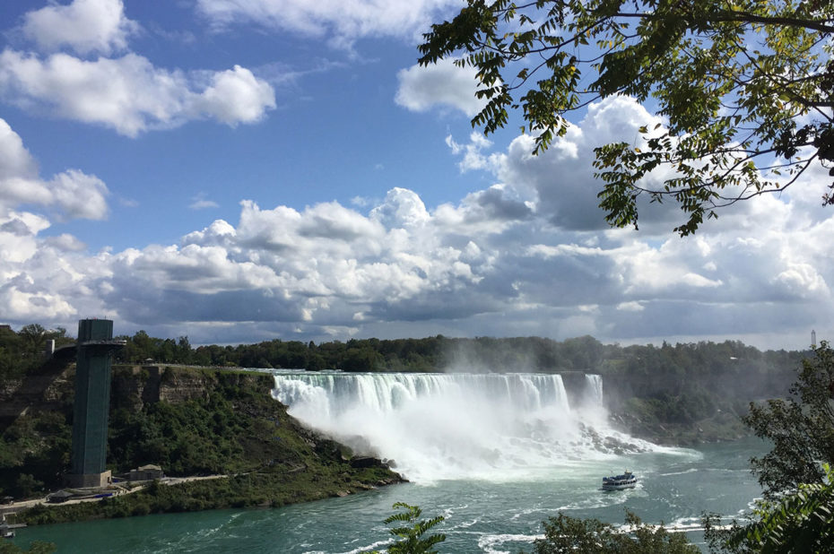 Vue d'ensemble des chutes du Niagara et du poste d'observation