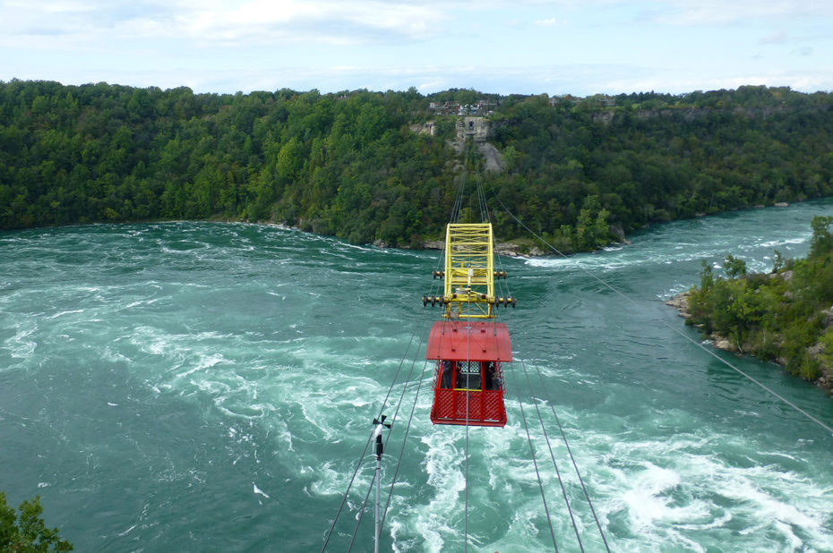 Le Whirlpool Aero Car au-dessus des tourbillons de la rivière