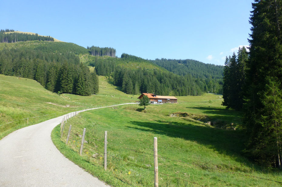 La route en direction de Reuterwanne, sur les hauteurs de Wertach