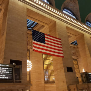 Drapeau américain dans Grand Central Terminal