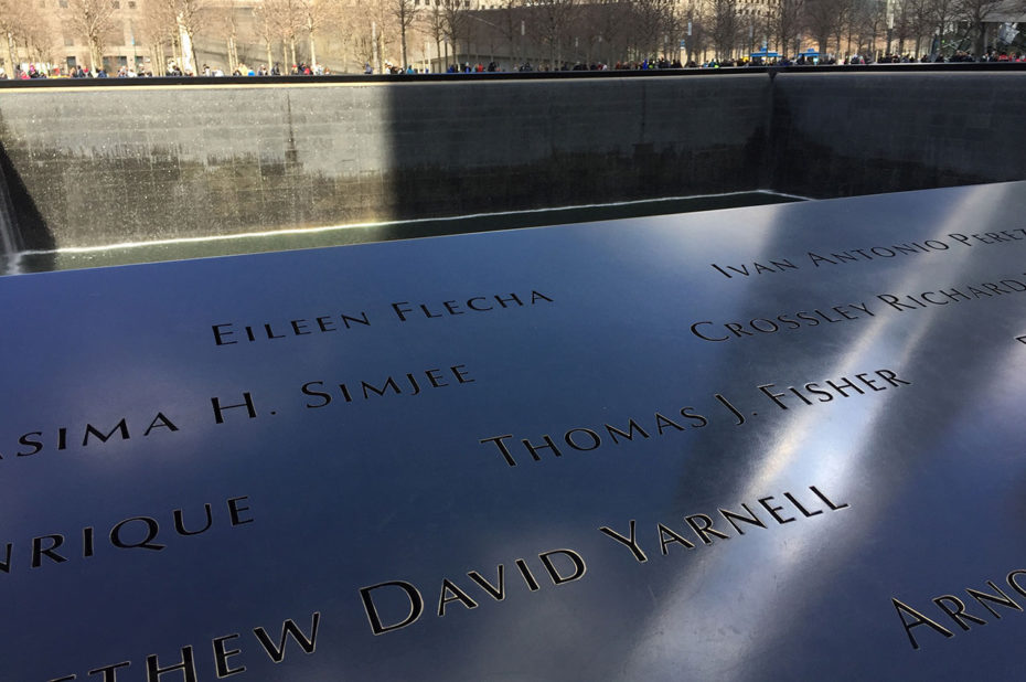 Les noms des victimes au Mémorial du 11/09