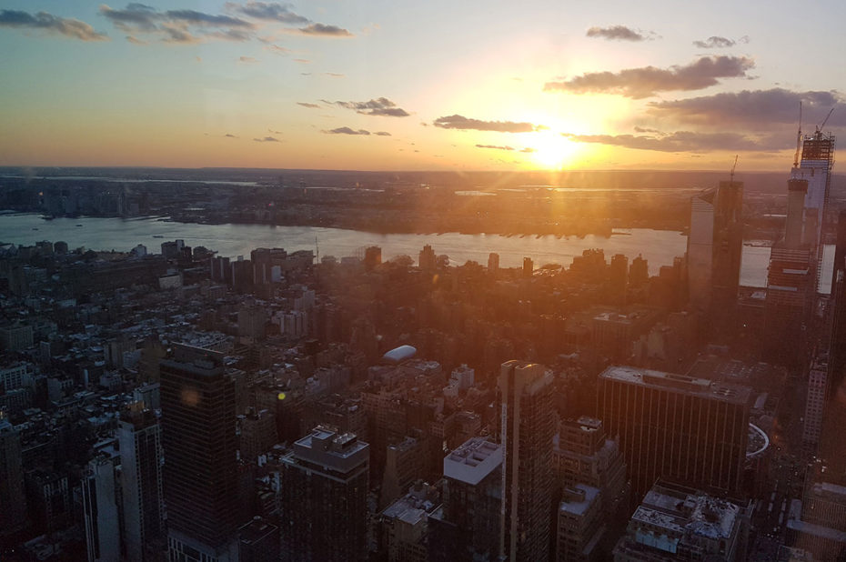 Coucher de soleil sur Manhattan et l'Hudson river