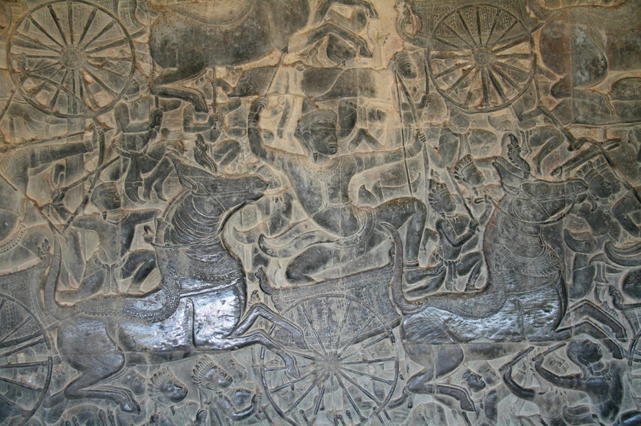 Bataille de Kurukshetra entre les Kauravas et les Pandavas, tiré du Mahâbhârata