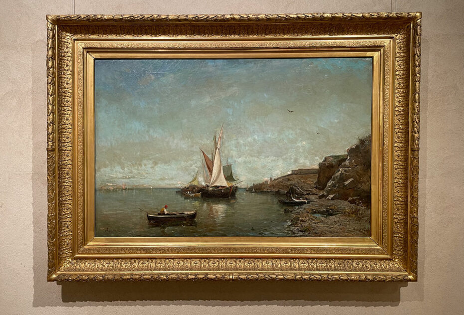 Peinture "Marine, côte méditerranéenne" d'Adolphe Appian