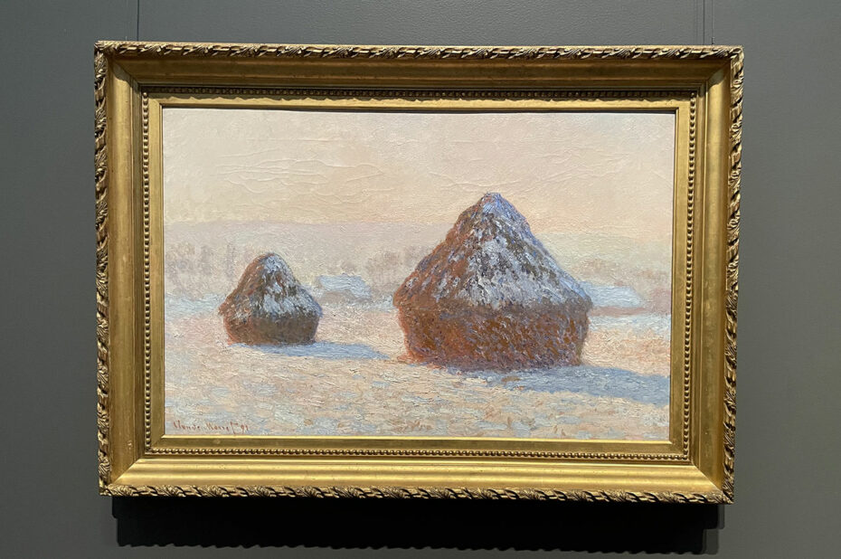 Meules de foin, effet de neige, matin, par Claude Monet