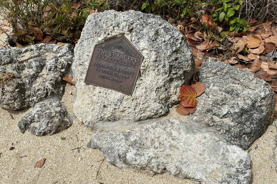 Plaque du jardin tropical du gardien du phare