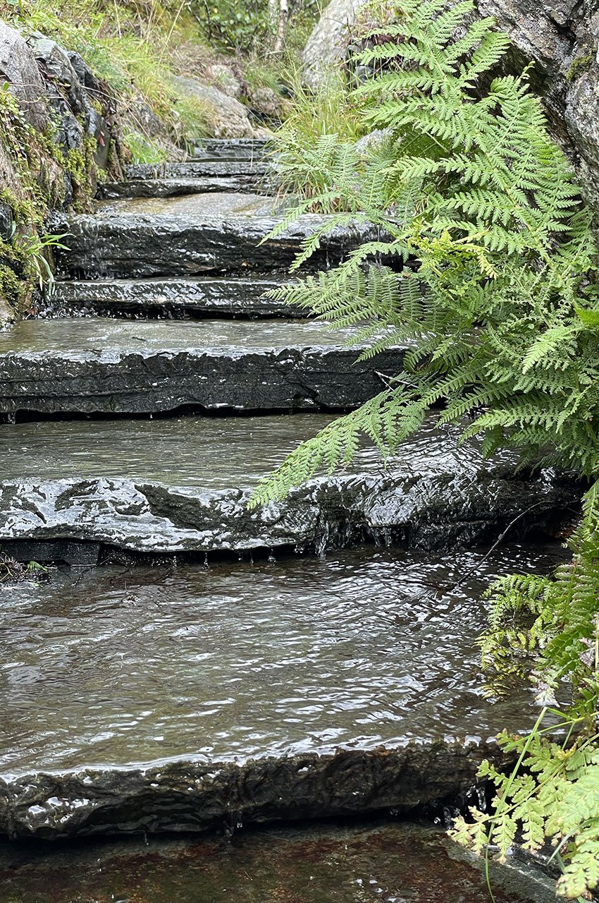 Petit ruisseau dévalant des marches de pierre