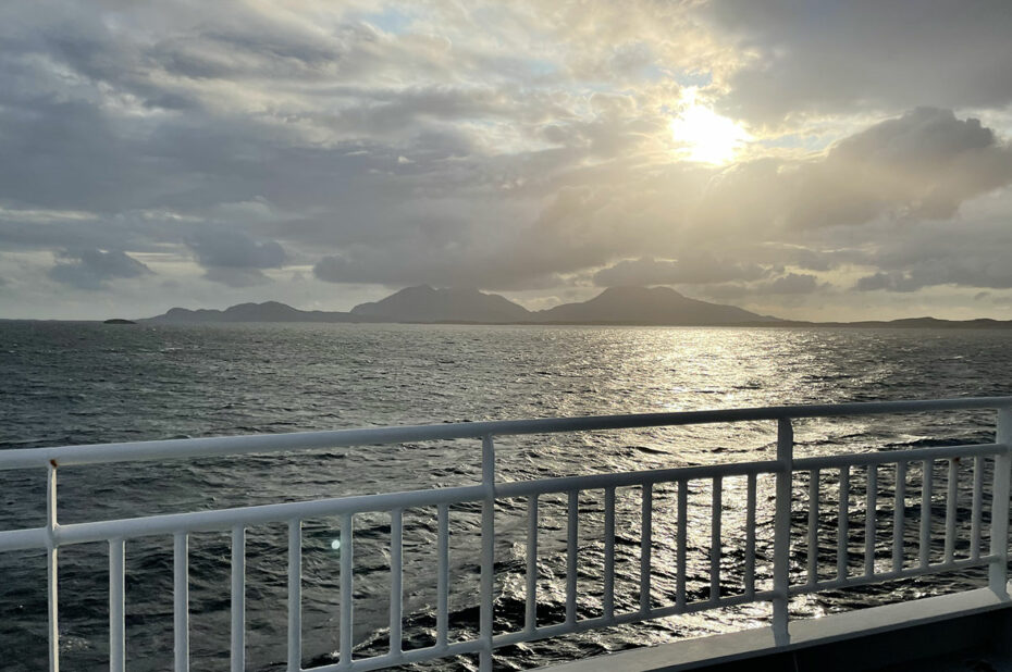 Coucher de soleil lors du retour en ferry vers le continent