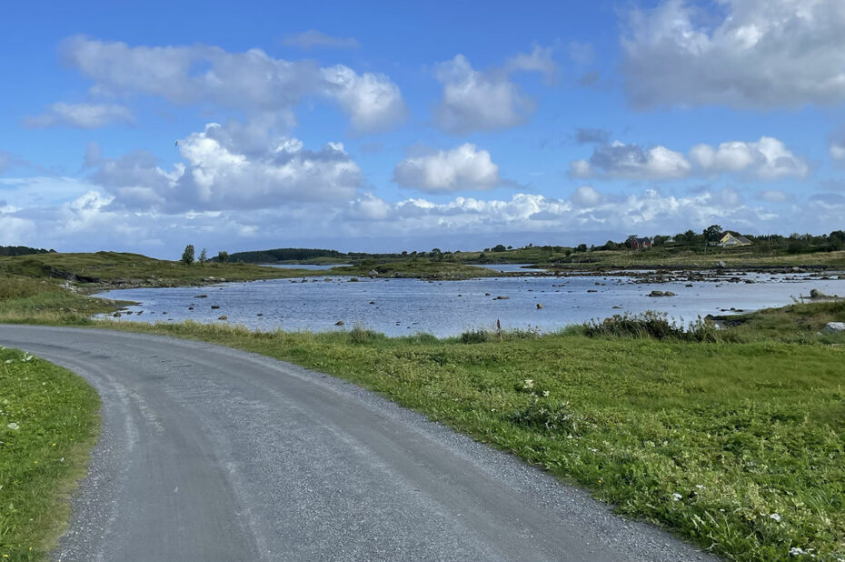 Petite route sillonnant entre les lacs de l'île de Vega