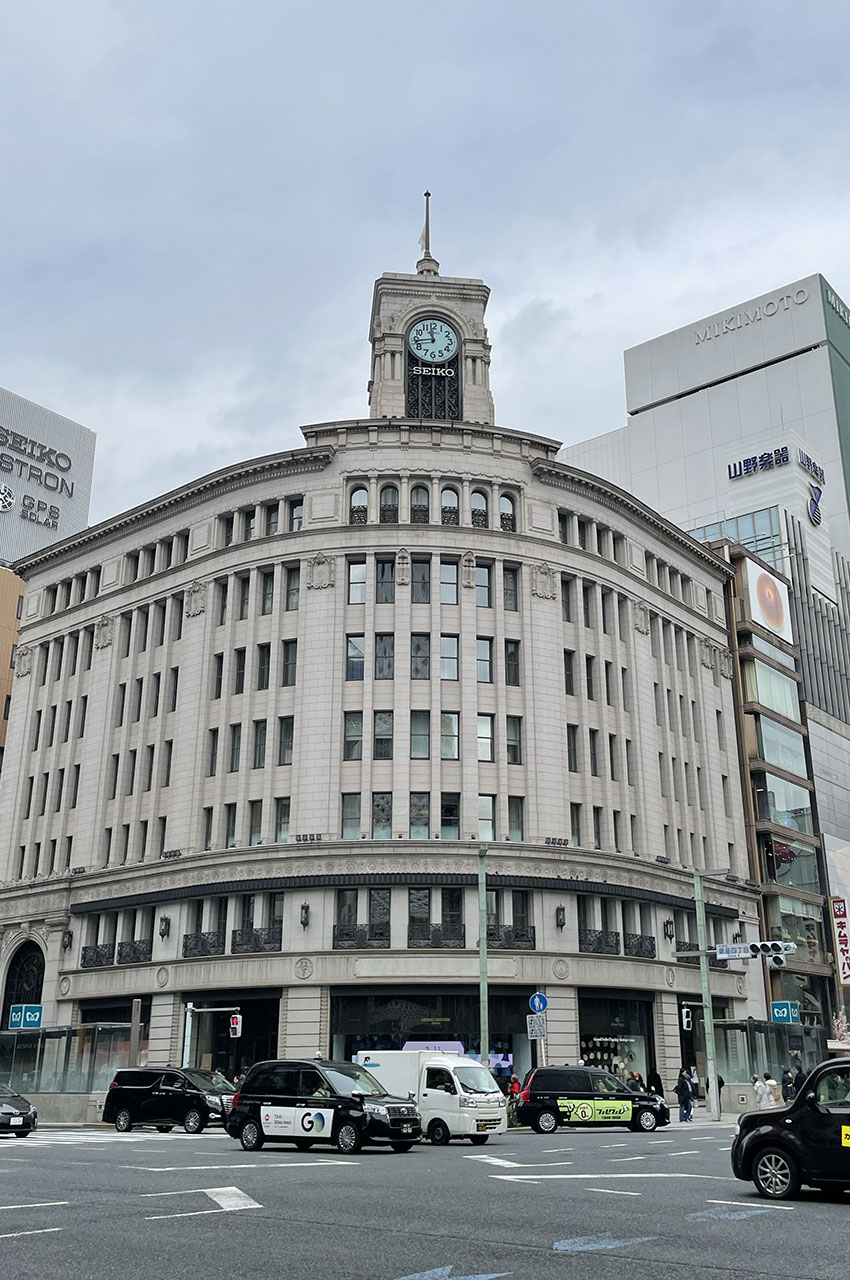 Horloge de la Seiko House à Ginza, dans le prolongement de Nihonbashi