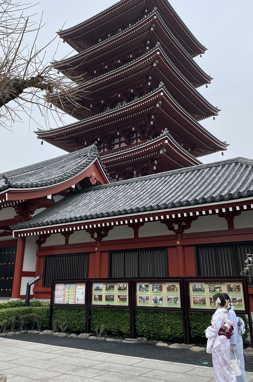 Jeunes femmes en kimono dans le temple
