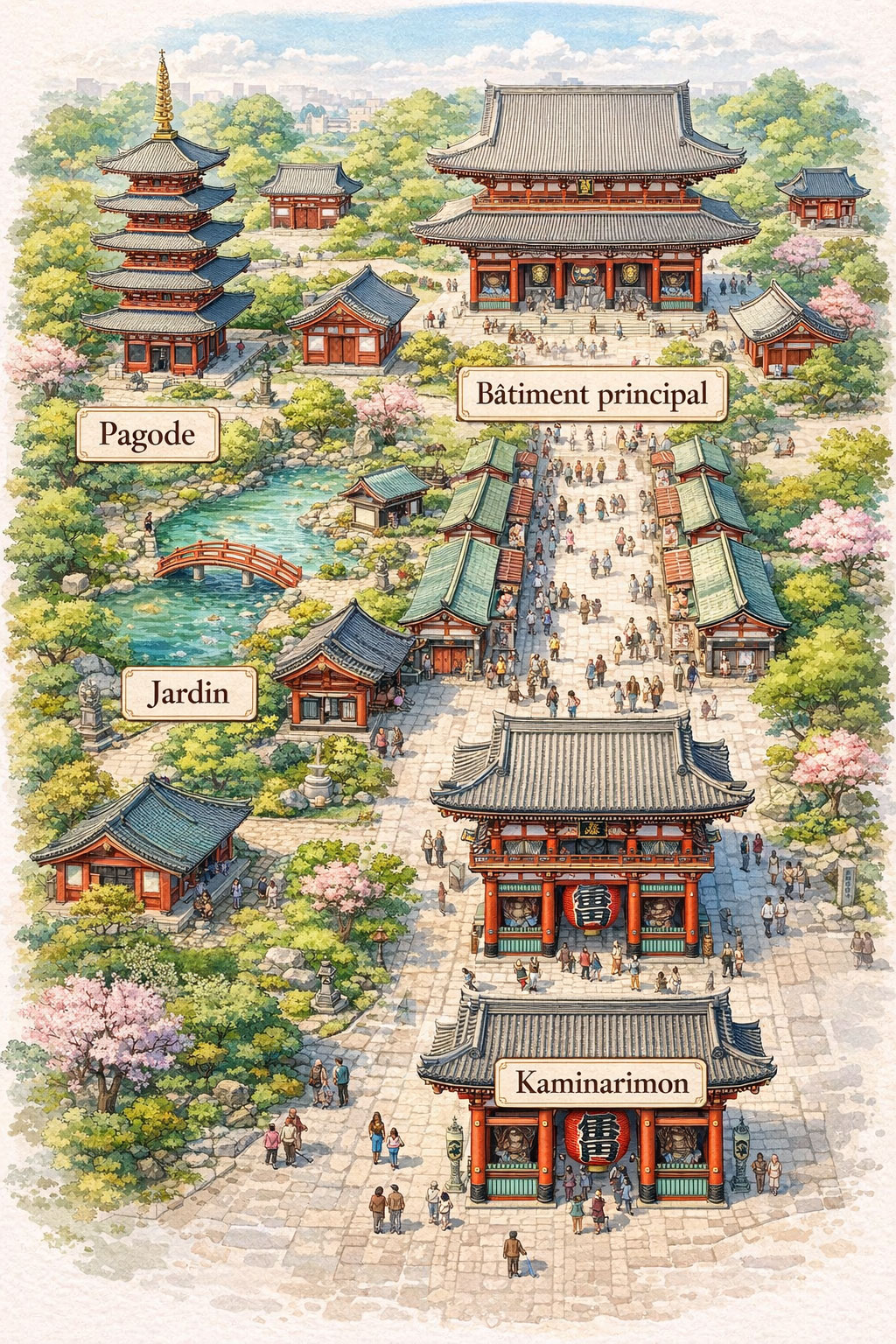 Plan visuel du temple Senso-ji à Asakusa
