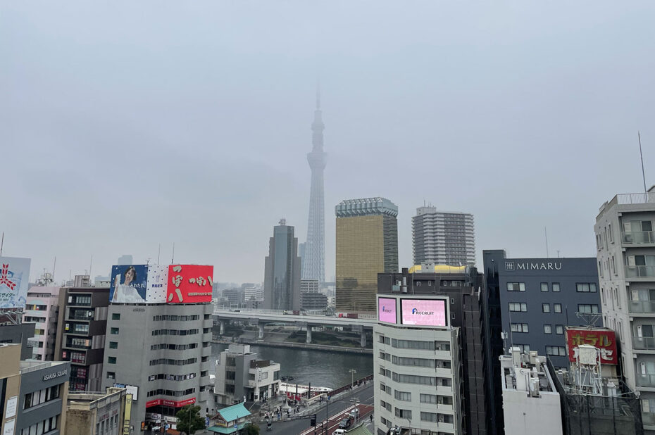 Le quartier d'Asakusa et la Skytree dans la brume Le quartier d'Asakusa et la Skytree dans la brume