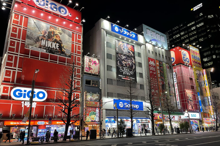 Des magasins d'électronique, de jeux vidéos et de manga